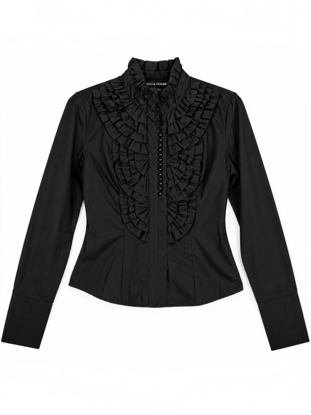 Antilia Femme Black Ruffle Victorian Blouse M Gothic Romantic